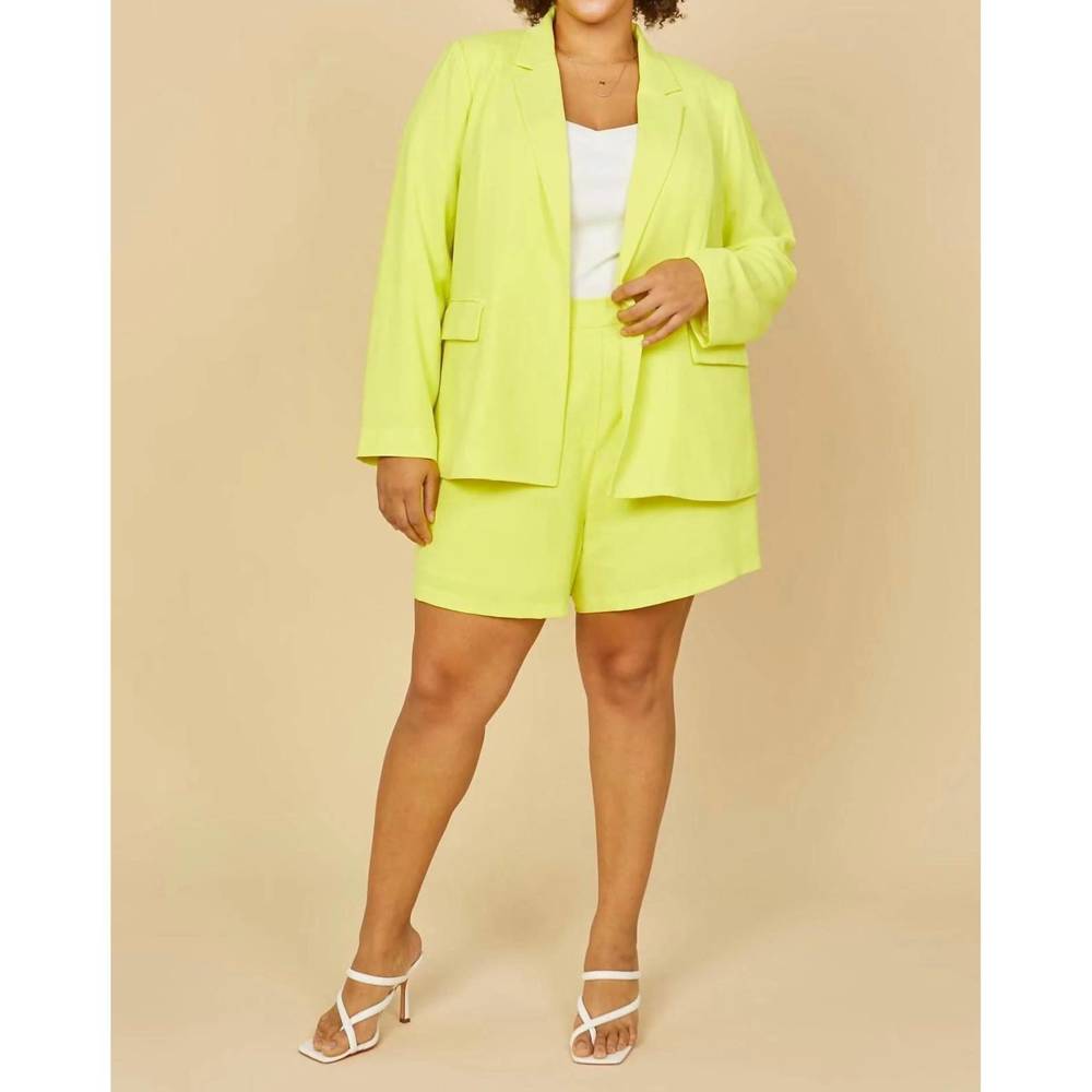 NEW SKIES ARE BLUE long sleeve welt pocket blazer in neon yellow